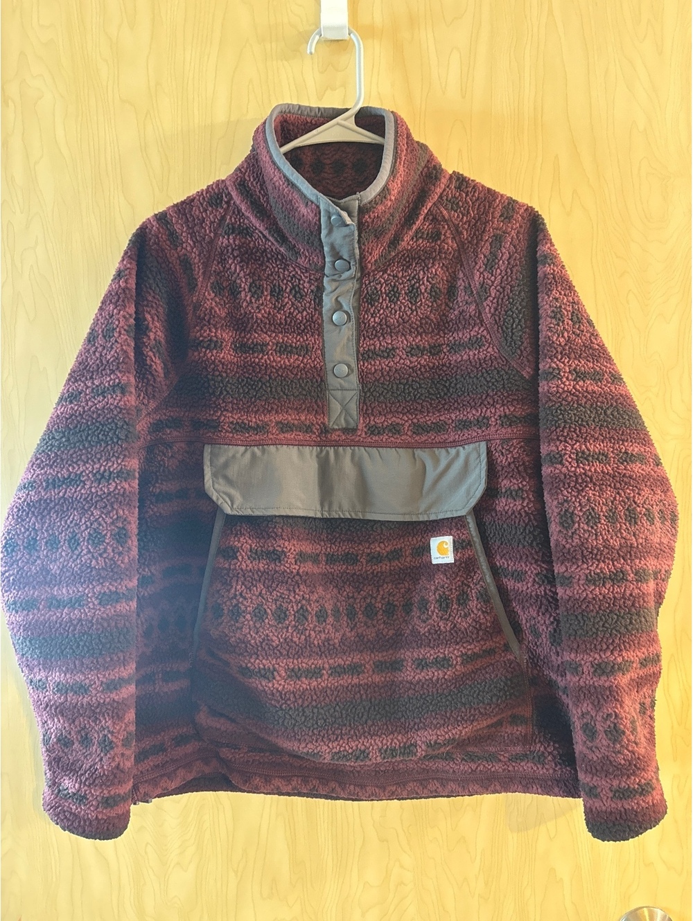 WOMEN'S FLEECE PULLOVER - RELAXED FIT burgandySize medium